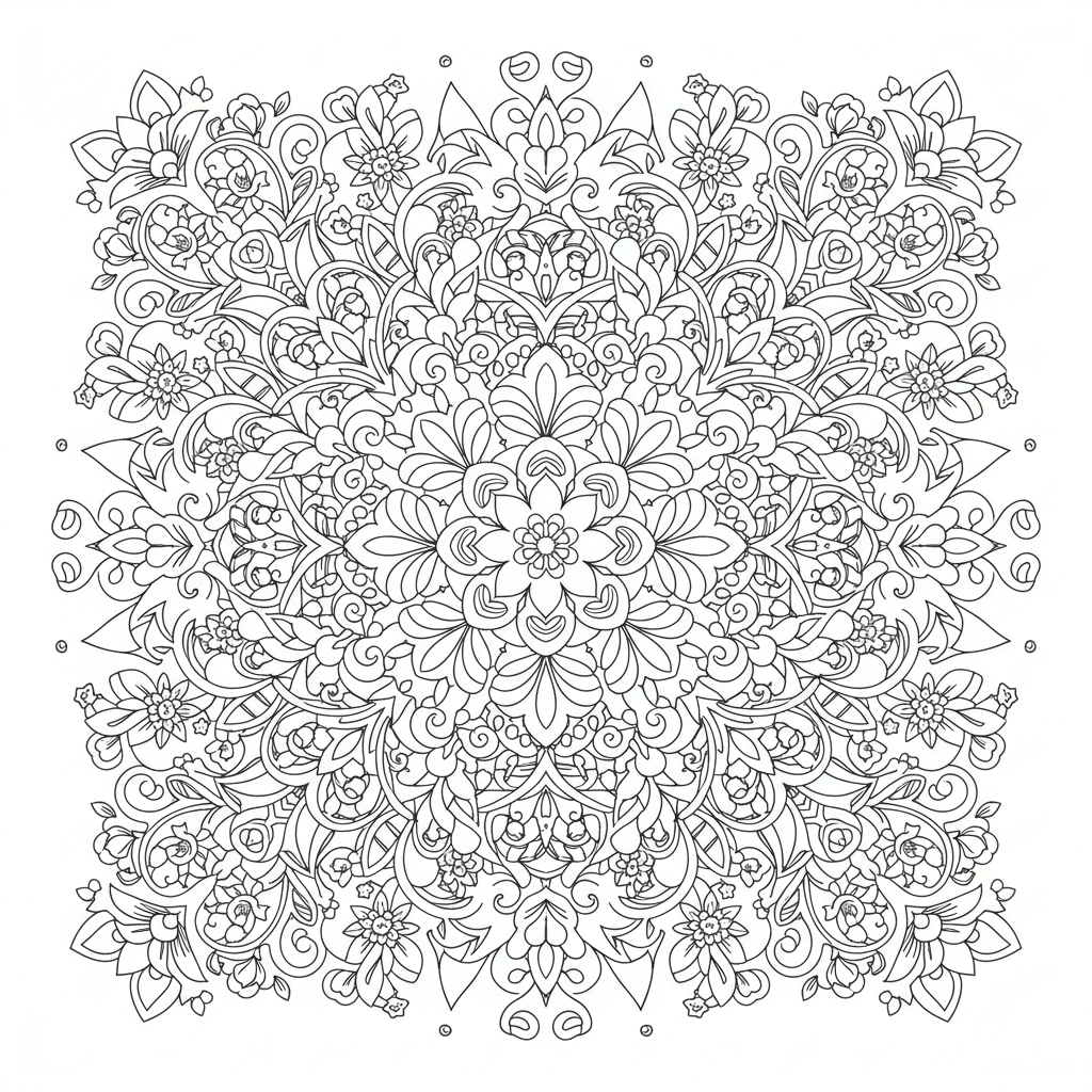Floral Mandala Coloring Page