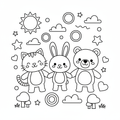Cute Animals Kids Coloring Page