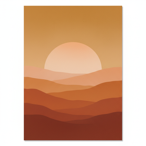 Abstract Sun & Hills Print — Ochre