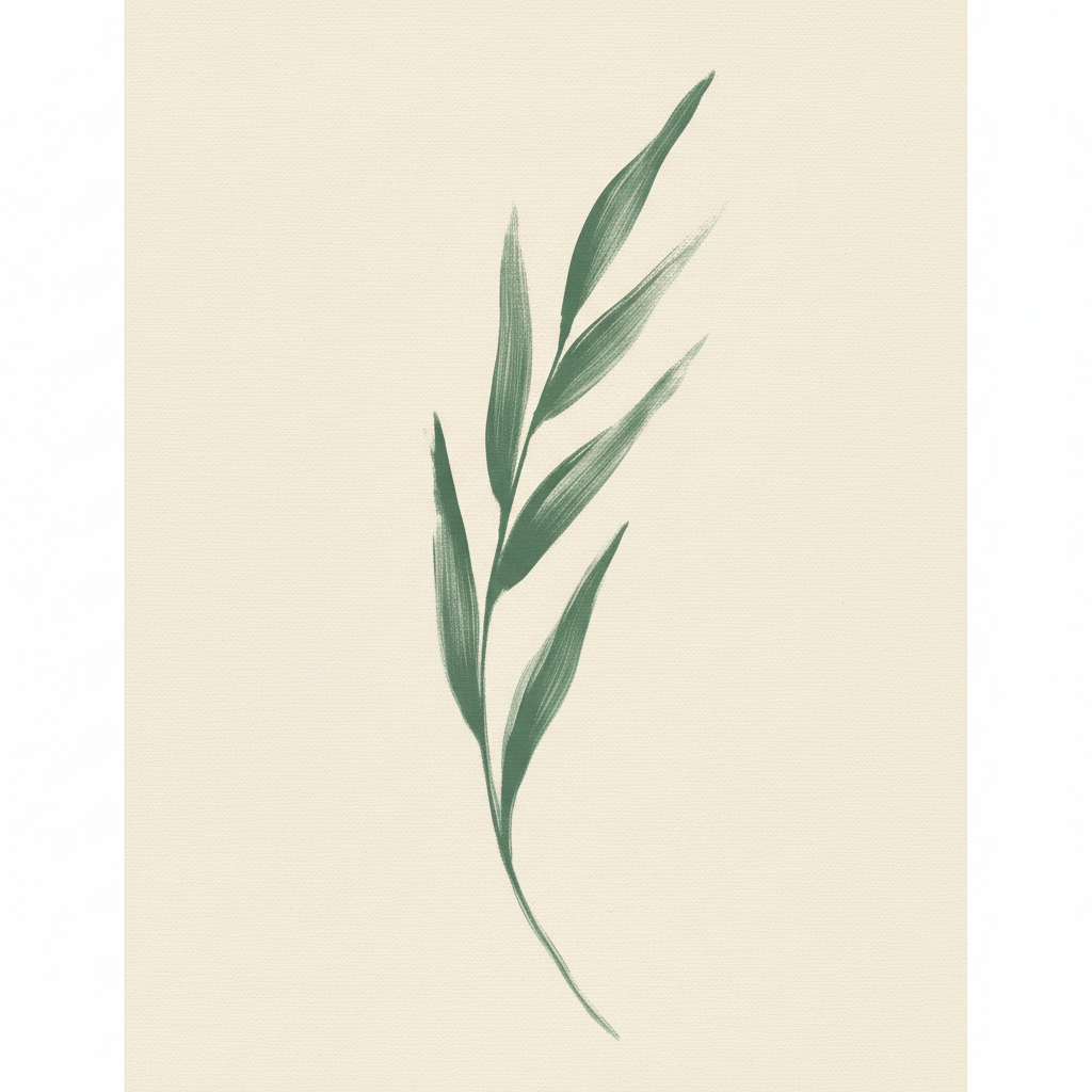 Botanical Brushstroke Print — Forest Green
